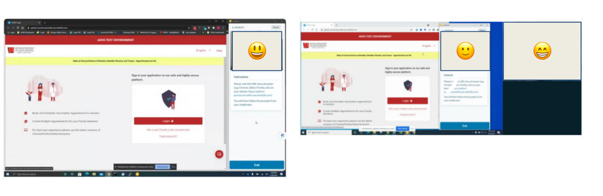 Moderated usability testing with participants