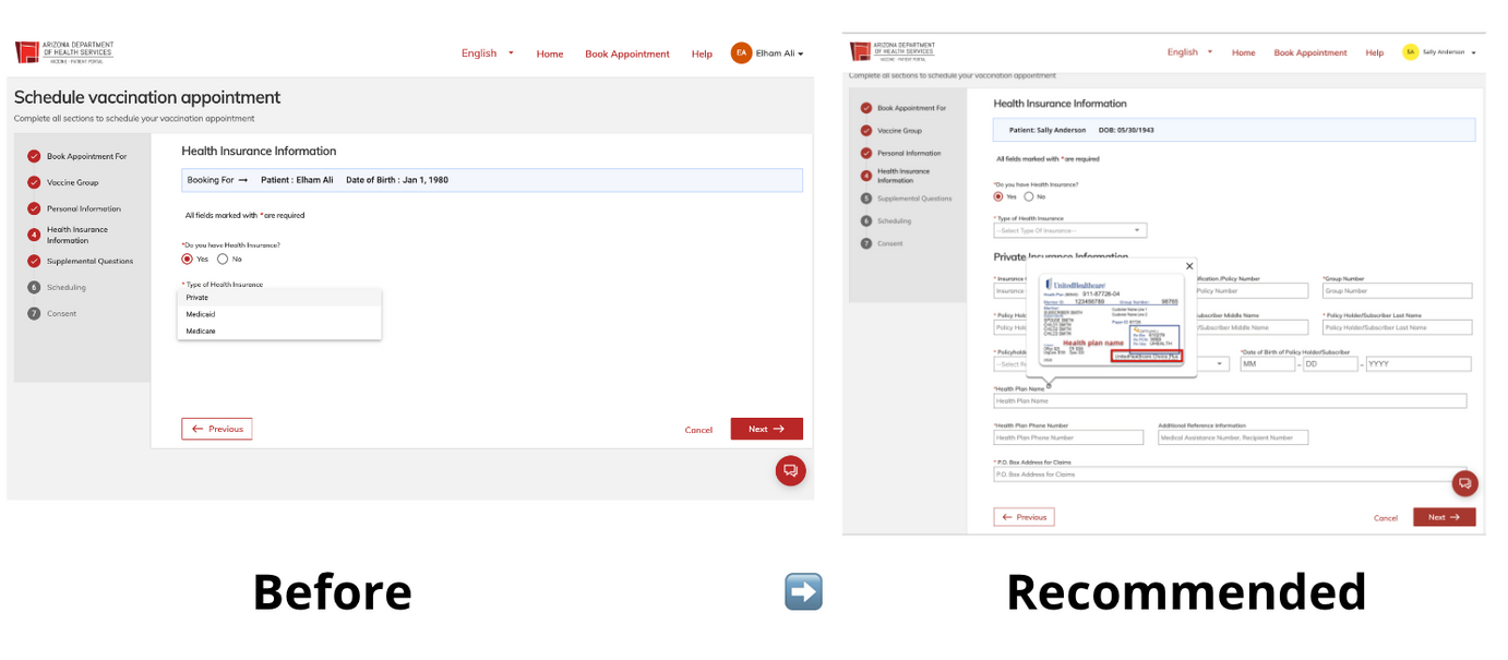 Insurance microcopy recommendation
