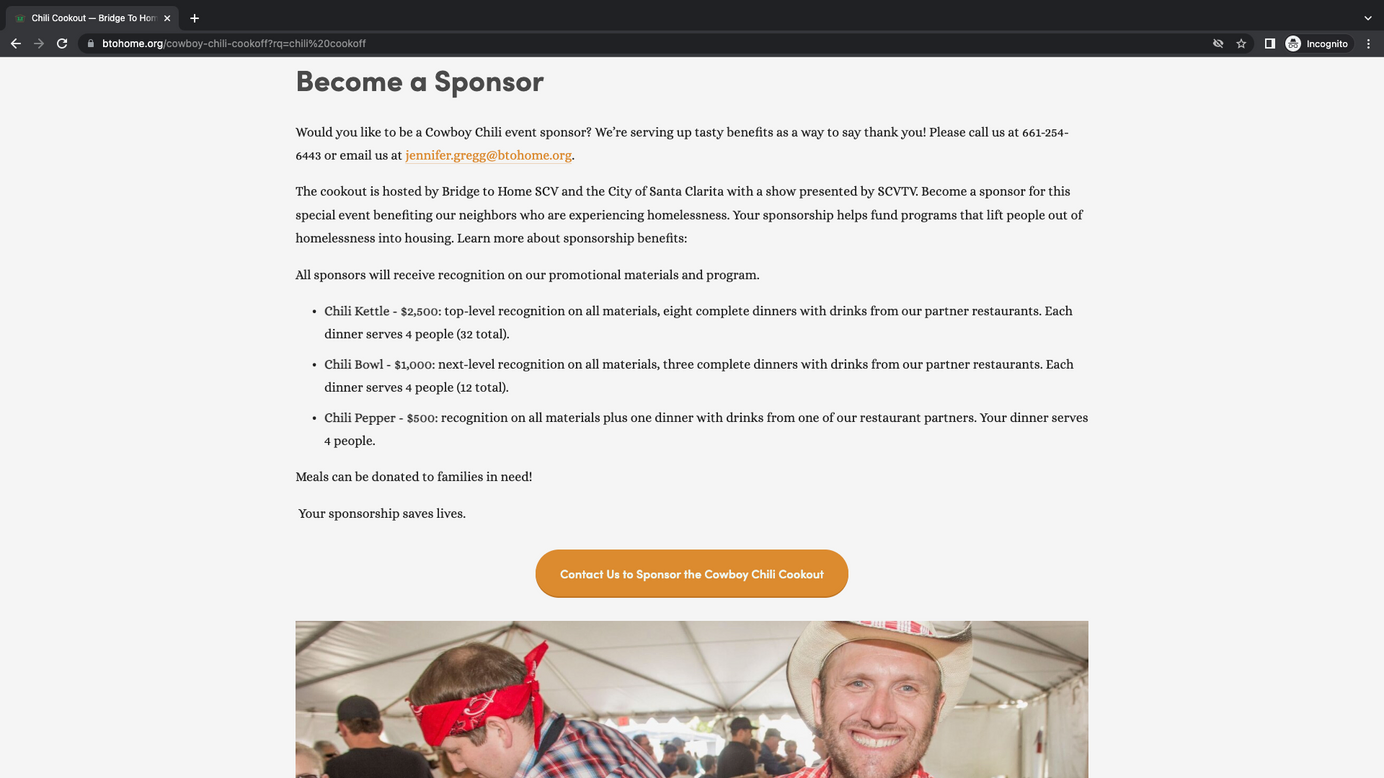 Sponsorship website copy