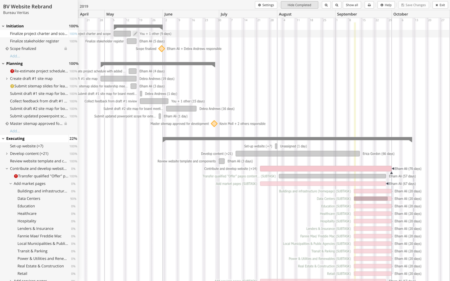 Project gantt chart
