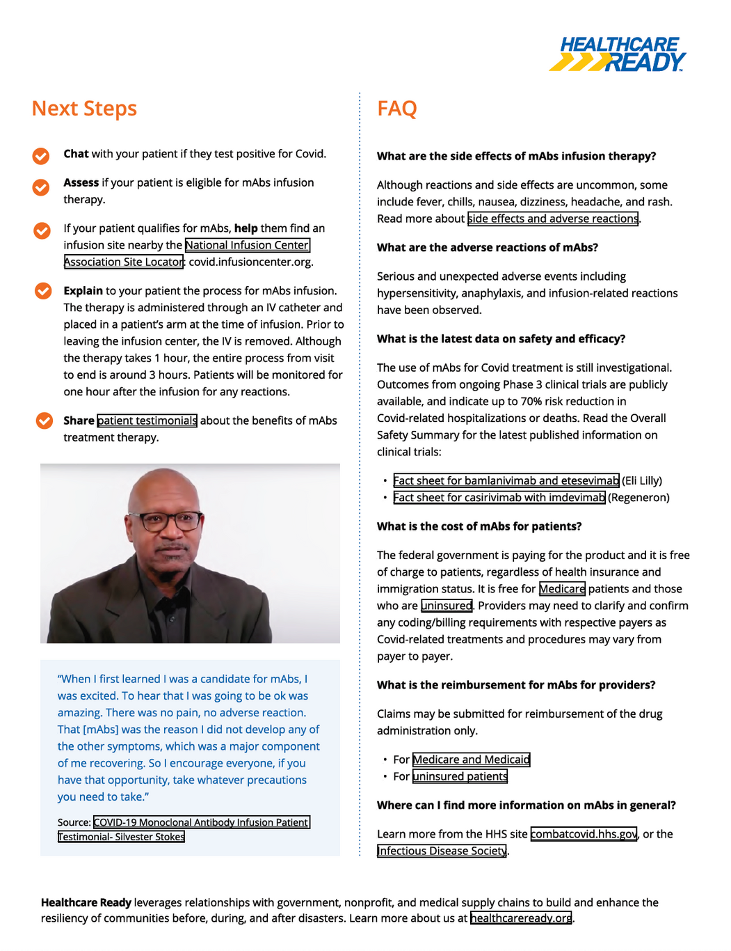 Clinician education back of brochure