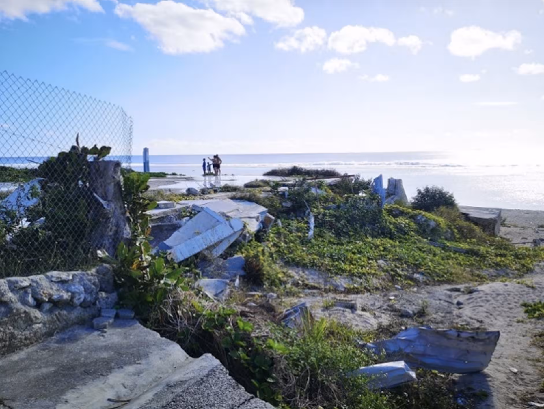 Newly built homes for the relocated community from Atata island